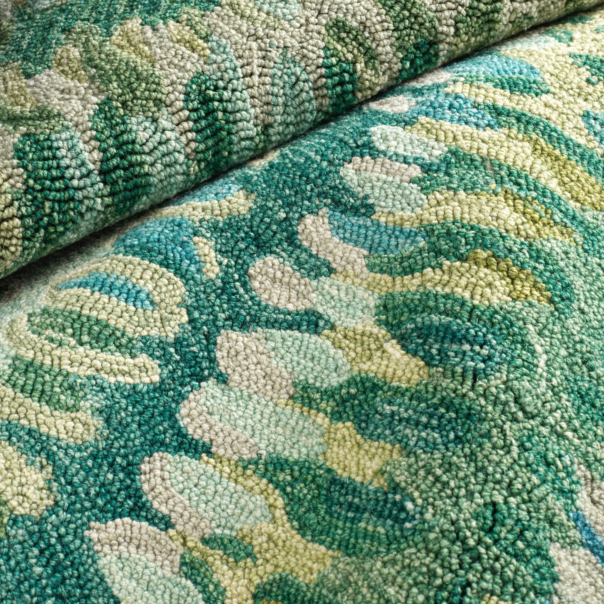 paint chip hand micro hooked wool rug | moss paint chip hand micro hooked wool rug | moss