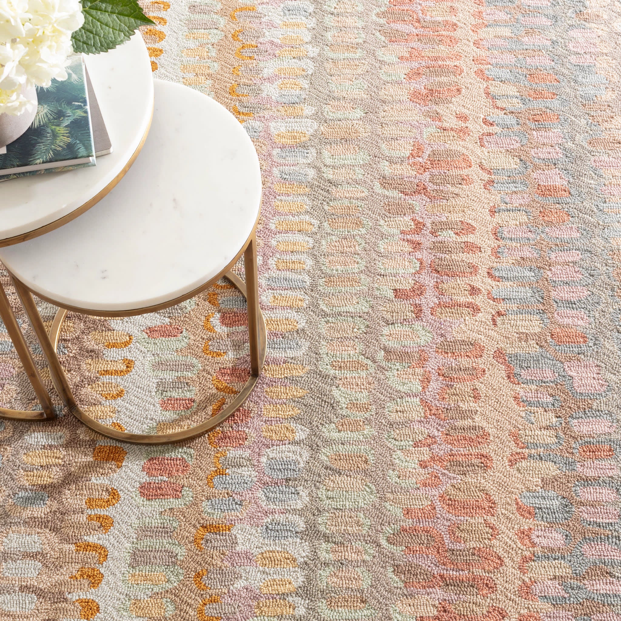 paint chip hand micro hooked wool rug | stone paint chip hand micro hooked wool rug | stone