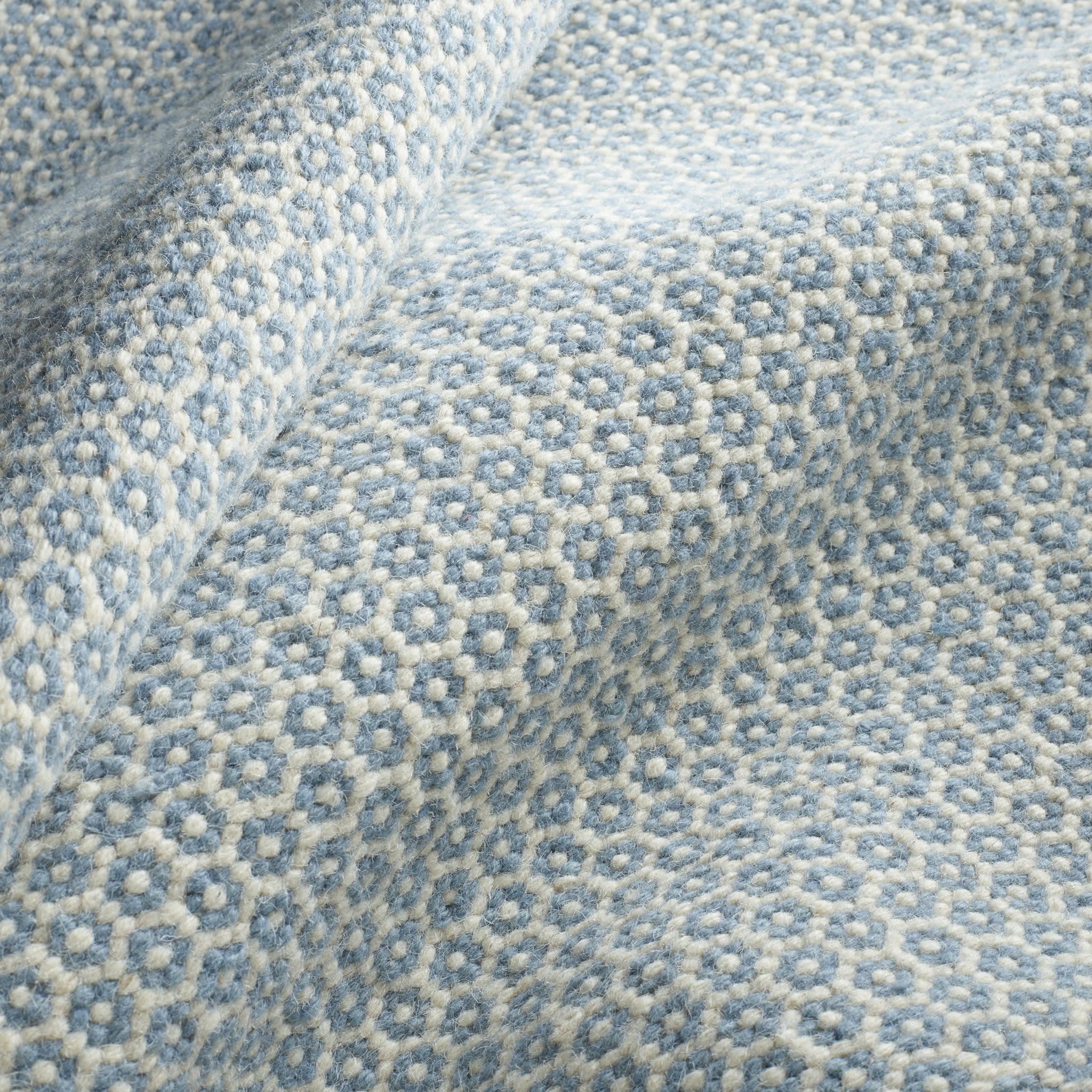 honeycomb handwoven wool rug | french blue/ivory honeycomb handwoven wool rug | french blue/ivory