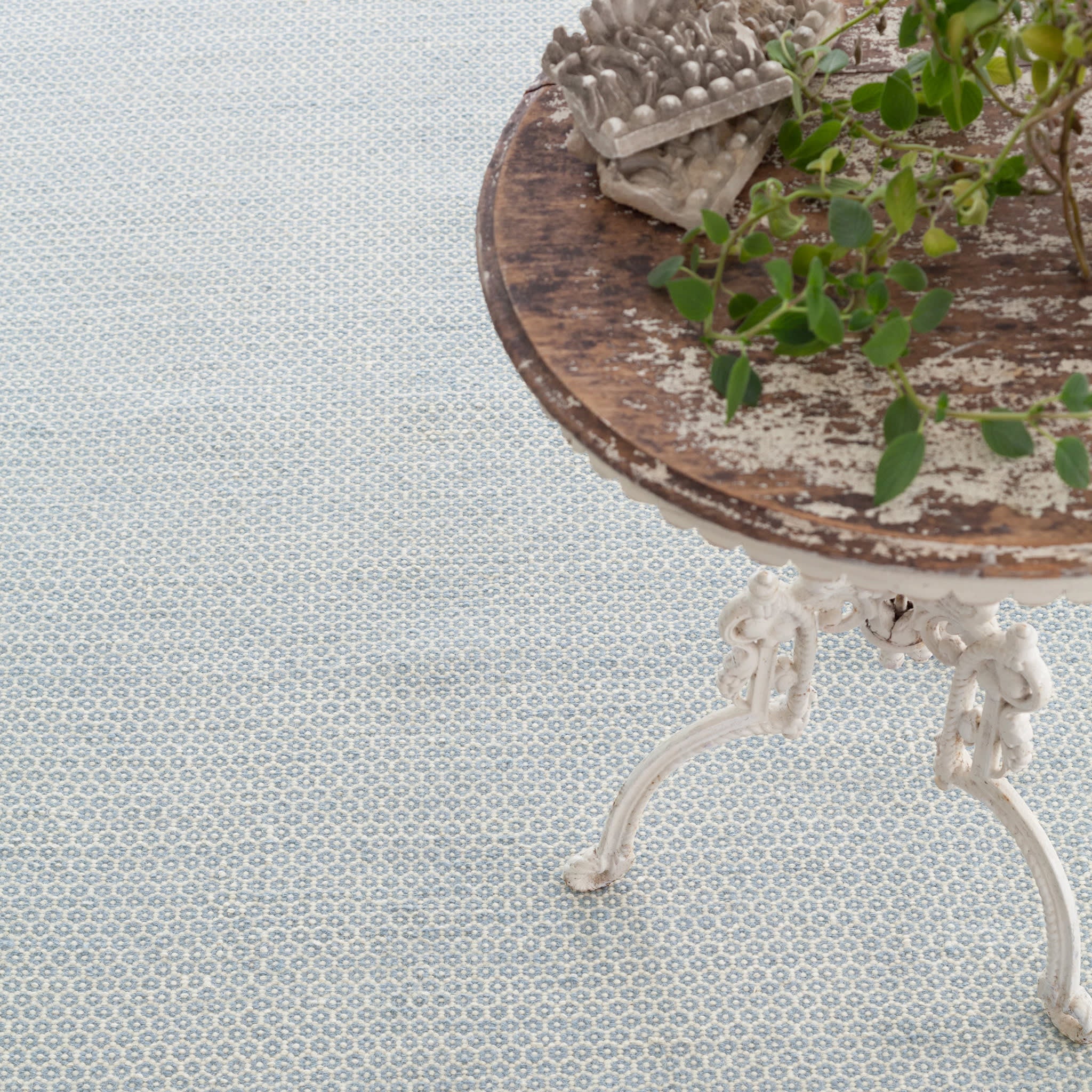 honeycomb handwoven wool rug | french blue/ivory honeycomb handwoven wool rug | french blue/ivory